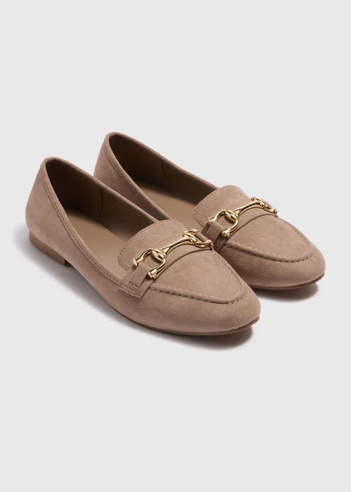 Taupe Gold Metal Bar Loafers - 6 Image 1