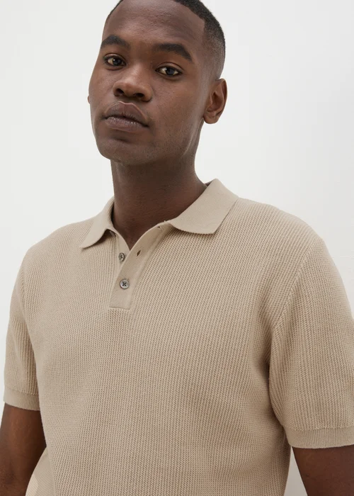 Stone Textured Knitted Polo Shirt - S Image 2