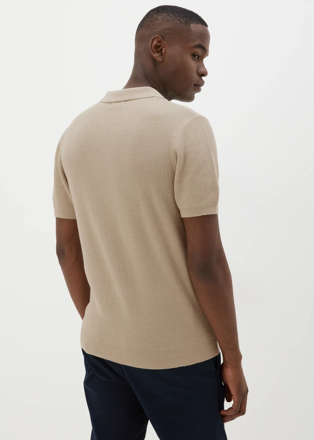 Stone Textured Knitted Polo Shirt - S Image 3