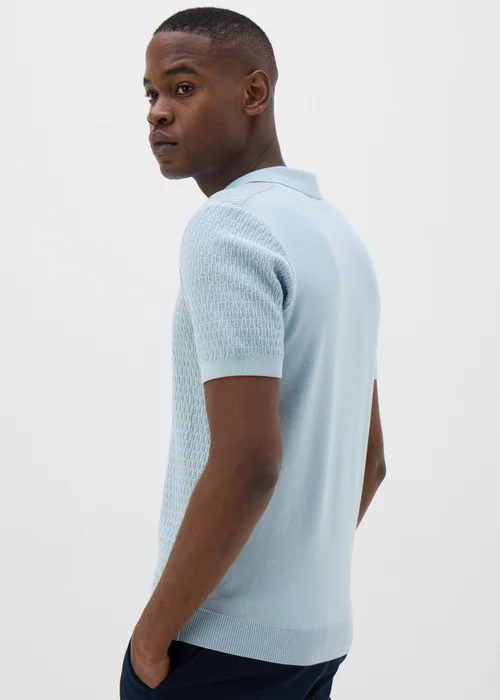 Blue Textured Polo Shirt - S Image 2