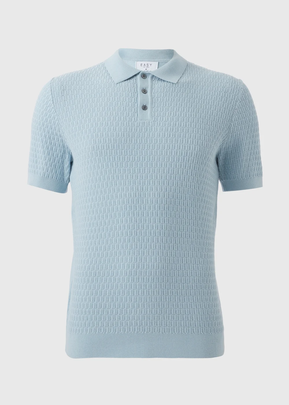 Blue Textured Polo Shirt - S Image 4