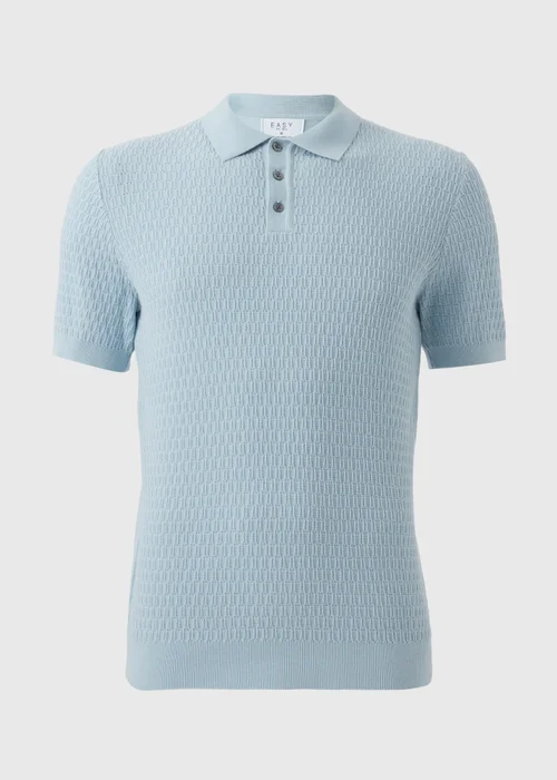 Blue Textured Polo Shirt - S Image 4