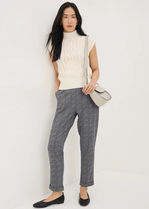 Black Monochrome Tapered Ponte Trousers - 8 Image 1