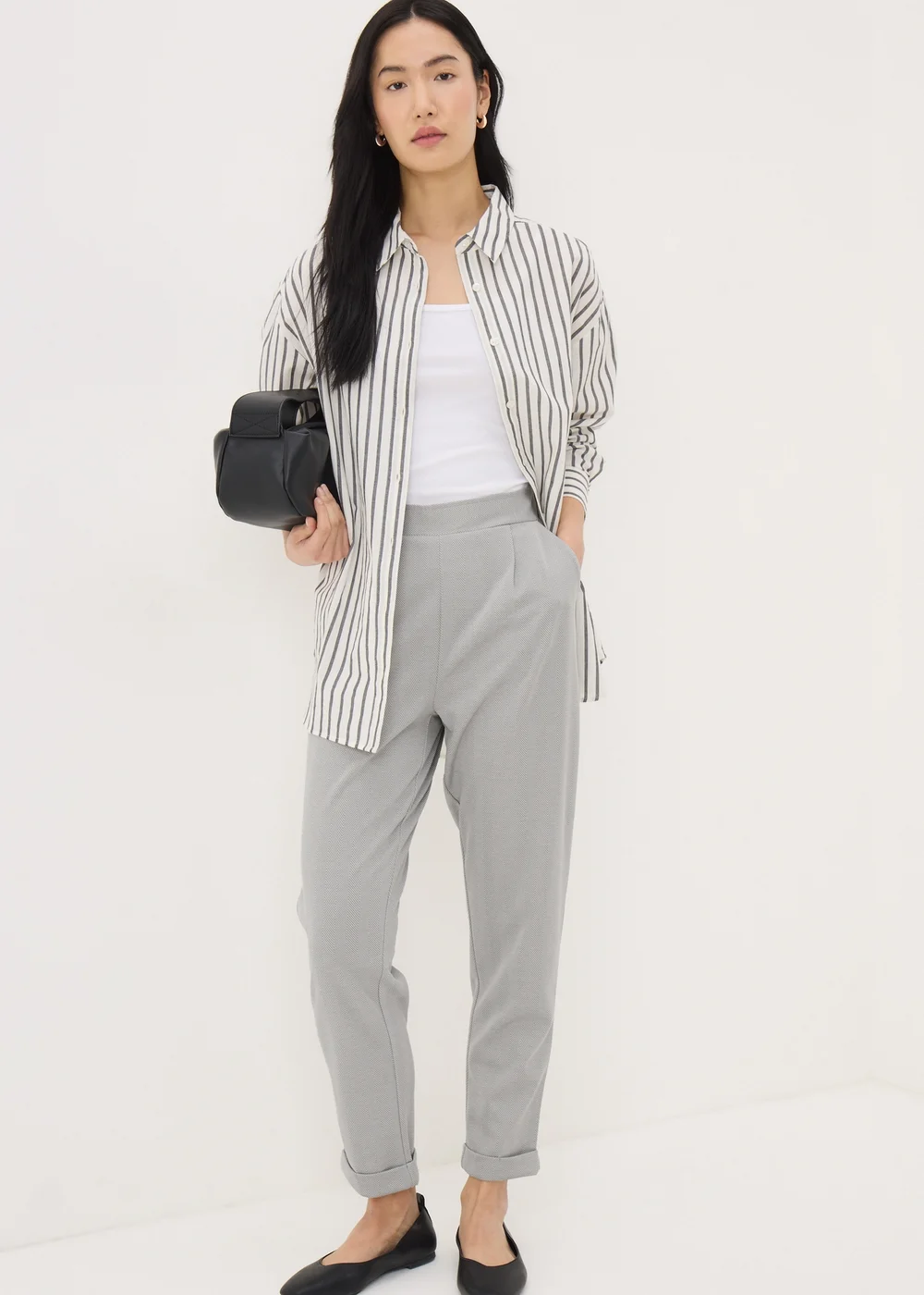 Grey Tapered Ponte Trousers - 8 Image 1