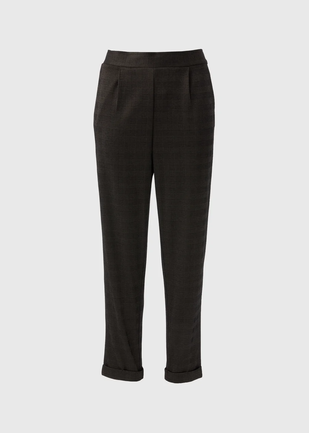 Brown Check Ponte Tapered Trousers - 8 Image 3