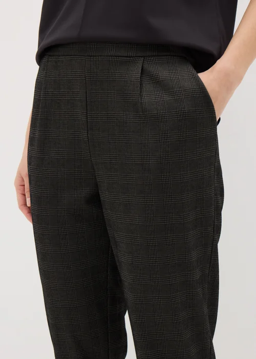 Brown Check Ponte Tapered Trousers - 8 Image 2