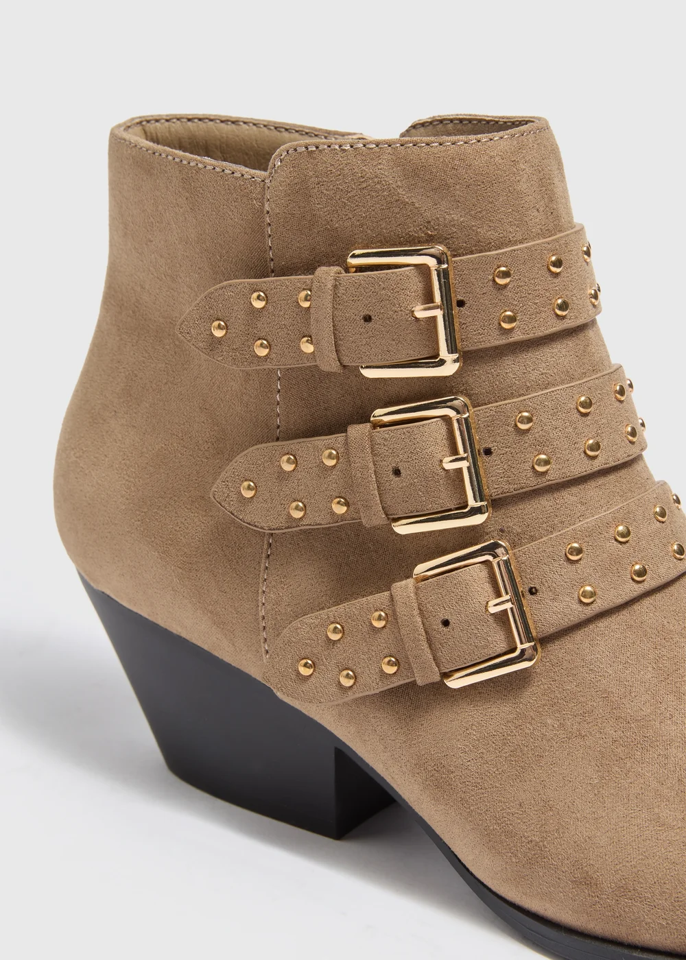 Tan Studded Buckle Western Boots - 3 Image 2