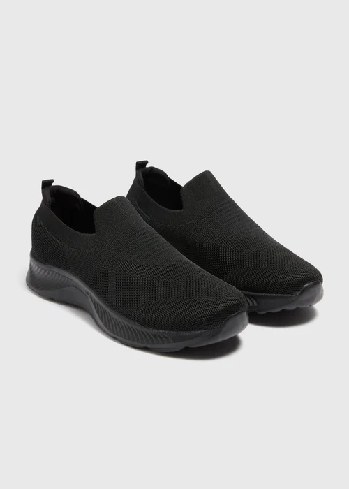 Black Knitted Slip On Trainers - 3 Image 1