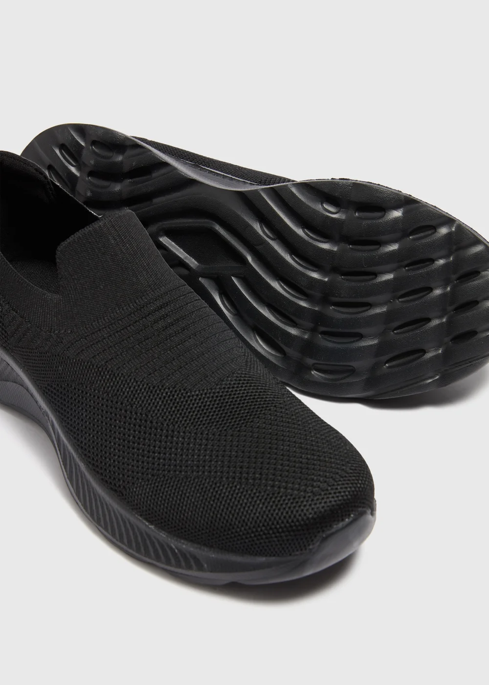 Black Knitted Slip On Trainers - 3 Image 2