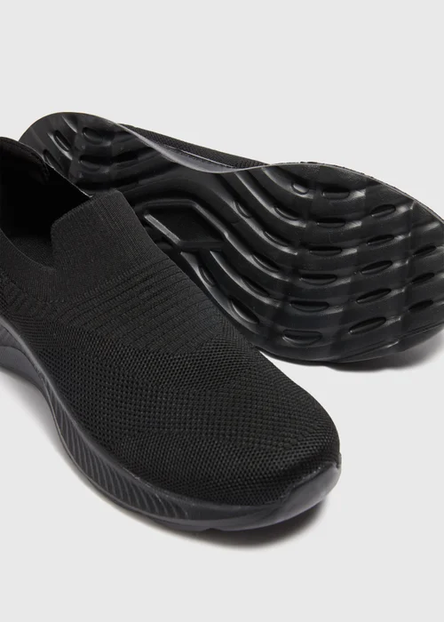 Black Knitted Slip On Trainers - 3 Image 2