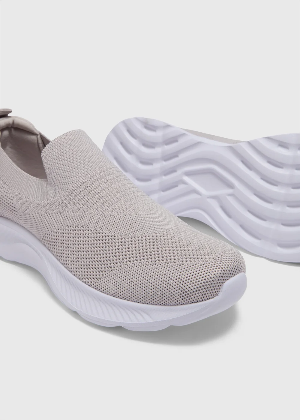 Grey Knit Slip On Trainers - Size 3 Image 2