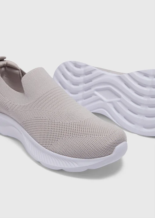 Grey Knit Slip On Trainers - Size 3 Image 2