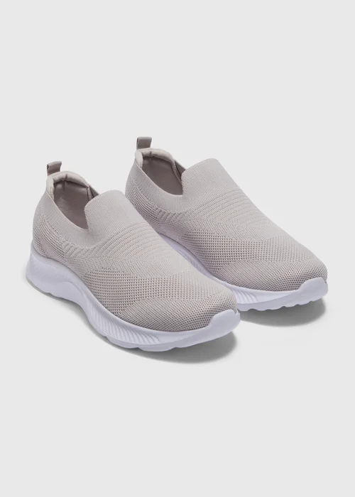 Grey Knit Slip On Trainers - Size 3 Image 1