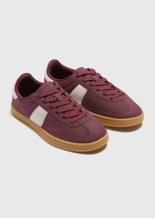 Burgundy Retro Trainers - 3 Image 1