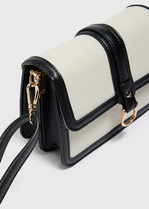 Black Canvas Crossbody Bag - One Size Image 4