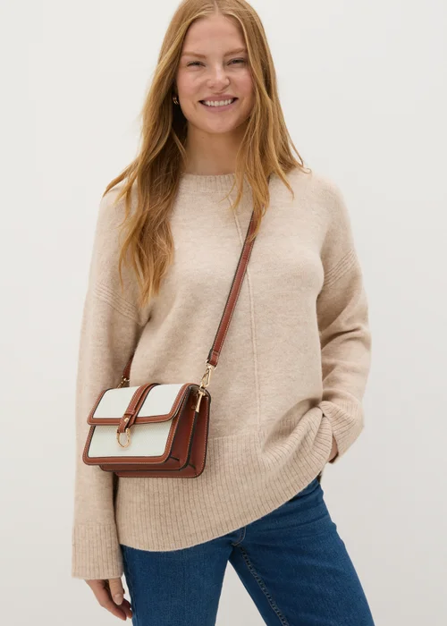 Tan Canvas Crossbody Bag - One Size Image 1