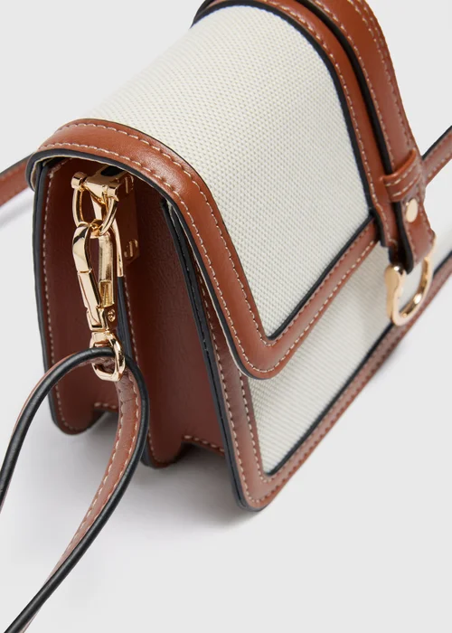 Tan Canvas Crossbody Bag - One Size Image 4