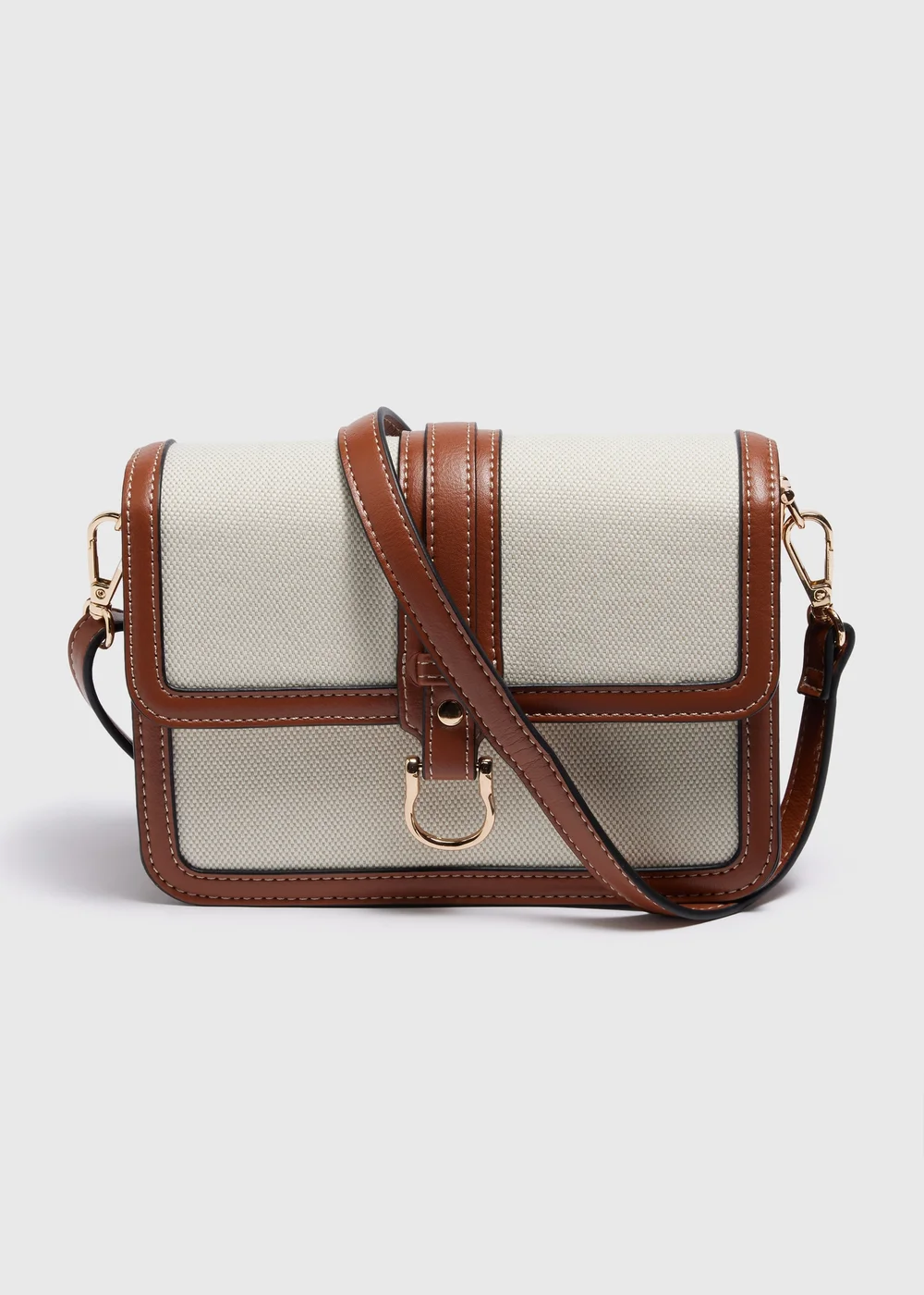 Tan Canvas Crossbody Bag - One Size Image 3