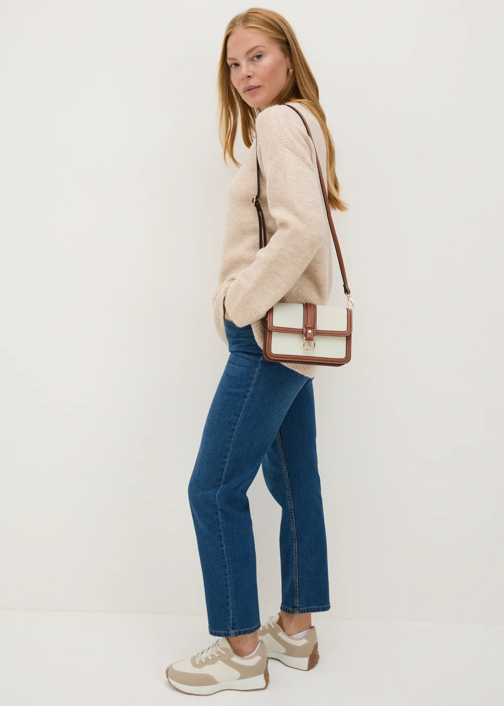 Tan Canvas Crossbody Bag - One Size Image 2