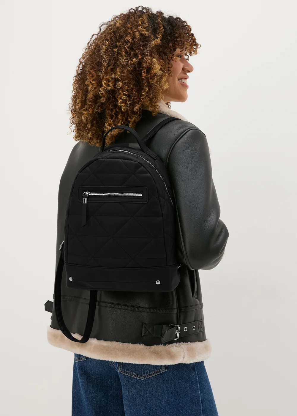 black faux leather backpack uk Analyst | Adjustable shoulder straps with slider Monsoon Faux Leather Backpack -