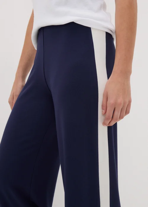 Navy Side Stripe Jersey Wide Leg Trousers - 8 Image 2