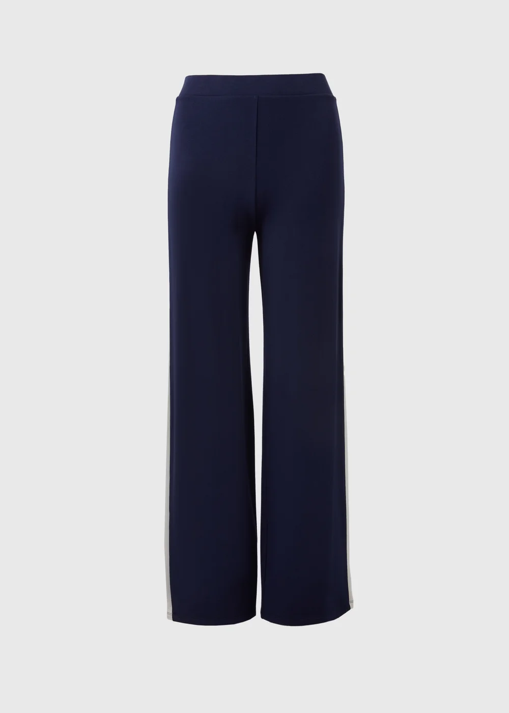 Navy Side Stripe Jersey Wide Leg Trousers - 8 Image 4
