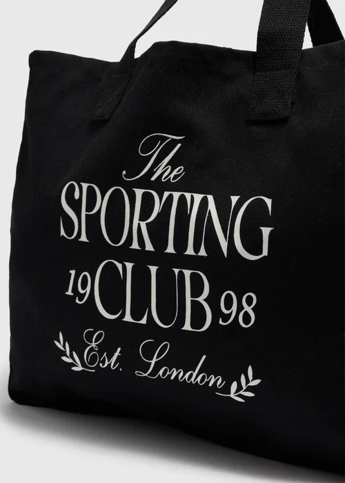 Black Sporting Club Canvas Tote Bag - One Size Image 4