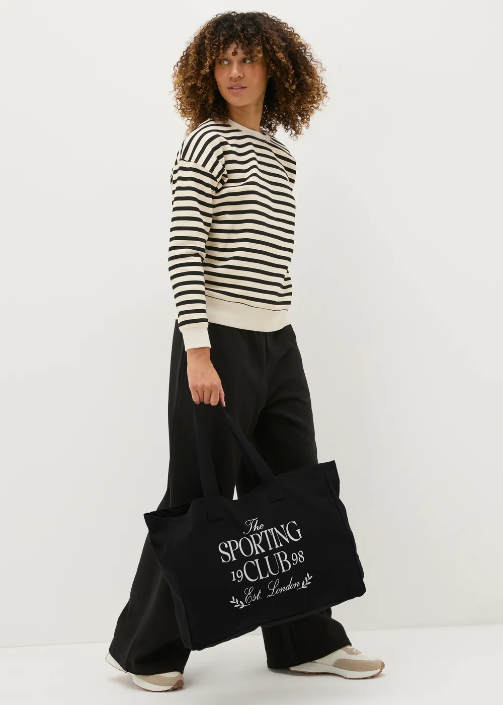 Black Sporting Club Canvas Tote Bag - One Size Image 2