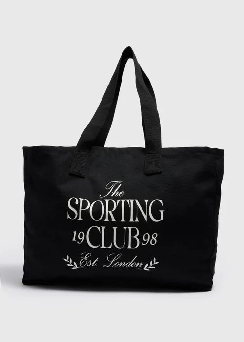 Black Sporting Club Canvas Tote Bag - One Size Image 1