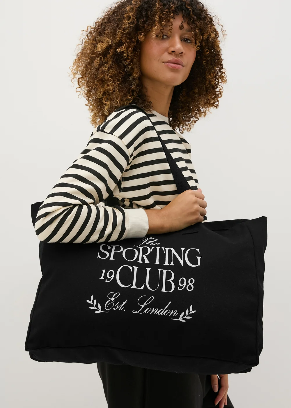 Black Sporting Club Canvas Tote Bag - One Size Image 3