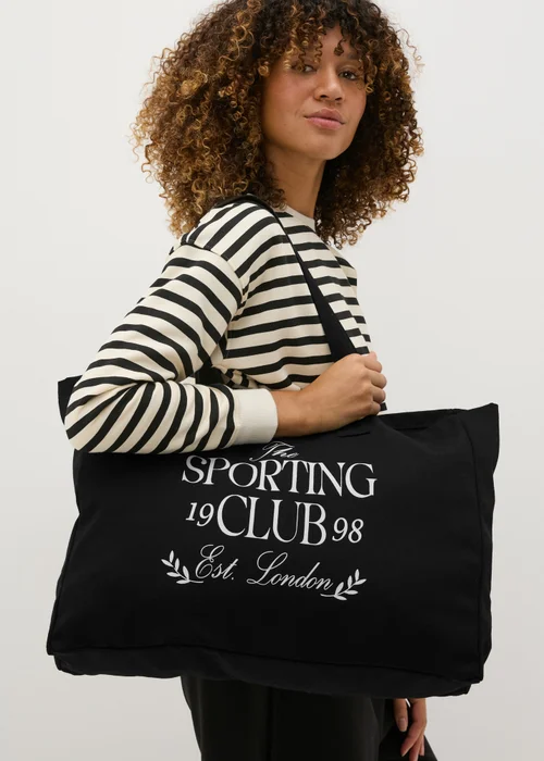 Black Sporting Club Canvas Tote Bag - One Size Image 3