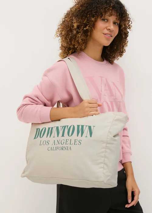 Natural Downtown LA Canvas Tote Bag - One Size Image 2