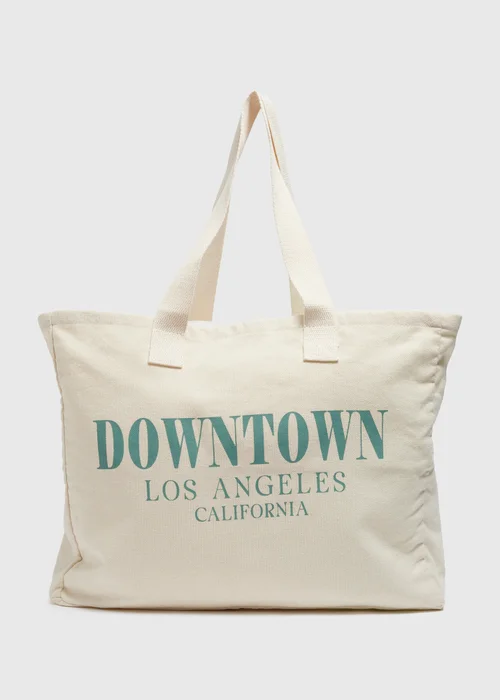 Natural Downtown LA Canvas Tote Bag - One Size Image 1