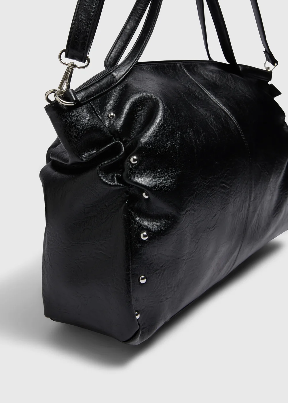 Black Stud Slouch Tote Bag - One Size Image 4