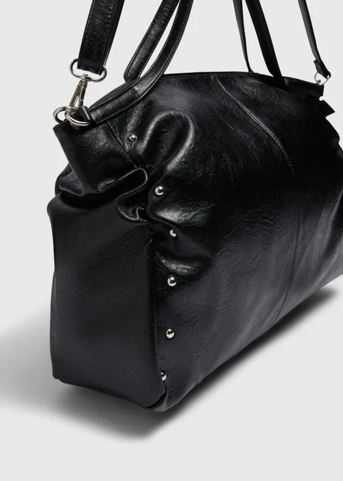 Black Stud Slouch Tote Bag - One Size Image 4