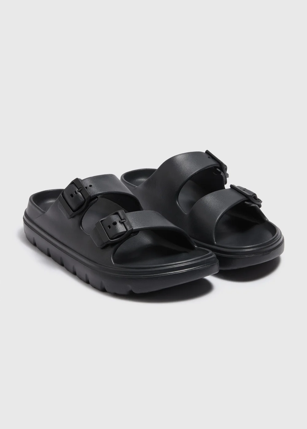 Black Chunky Double Buckle Sliders - Small Image 1