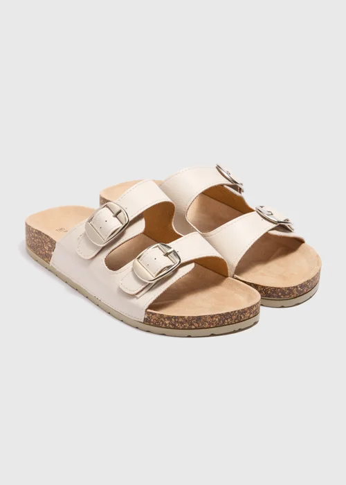 Stone Double Buckle Footbed Sandals - Size 3 Image 1