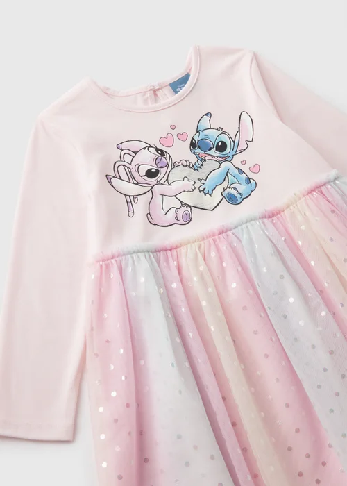 Disney Girls Pink Stich Mesh Dress - 1 half year to 2 Image 2