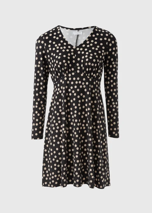 Black Polka Dot Long Sleeve Mini Dress - 8 Image 4