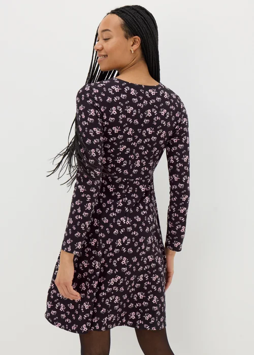 Pink Floral Long Sleeve Mini Dress - 8 Image 2