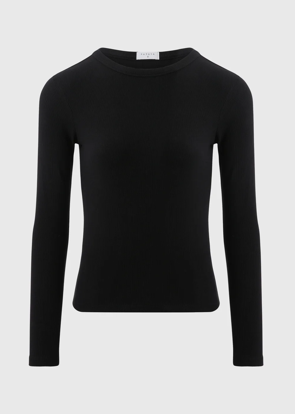 Black Ribbed Long Sleeve Top - 8 Image 4