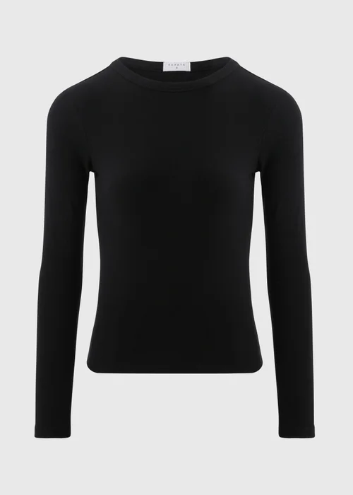 Black Ribbed Long Sleeve Top - 8 Image 4