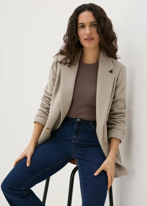 Beige Ribbed Long Sleeve Top - 8 Image 2