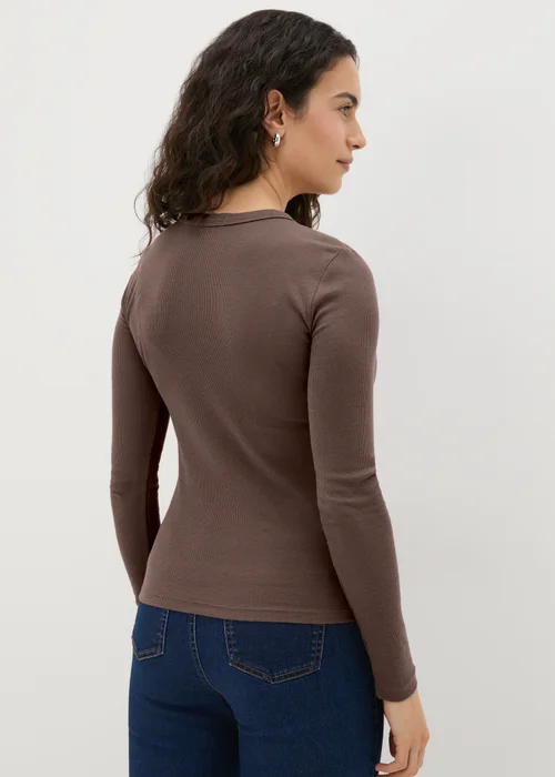 Beige Ribbed Long Sleeve Top - 8 Image 3