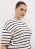 Cream Oversized Stripe T-Shirt - S Image 2
