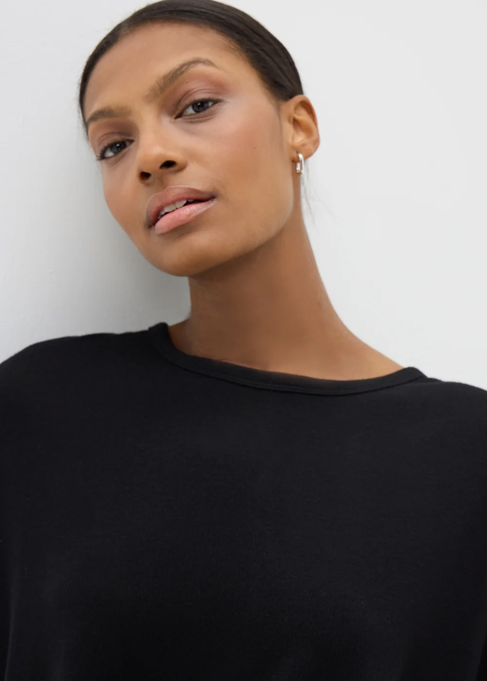 Black Crew Neck Long Sleeved Top - S Image 3