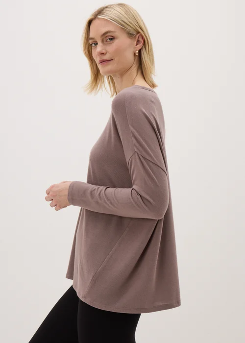 Beige Crew Neck Long Sleeve Top - S Image 2