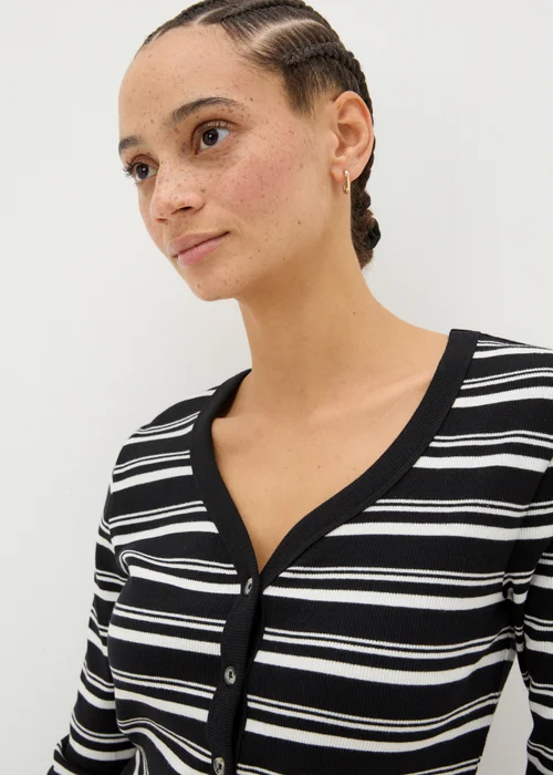 Black Long Sleeve Stripe Cardigan - 8 Image 2