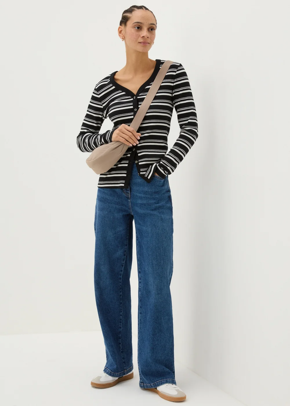 Black Long Sleeve Stripe Cardigan - 8 Image 3