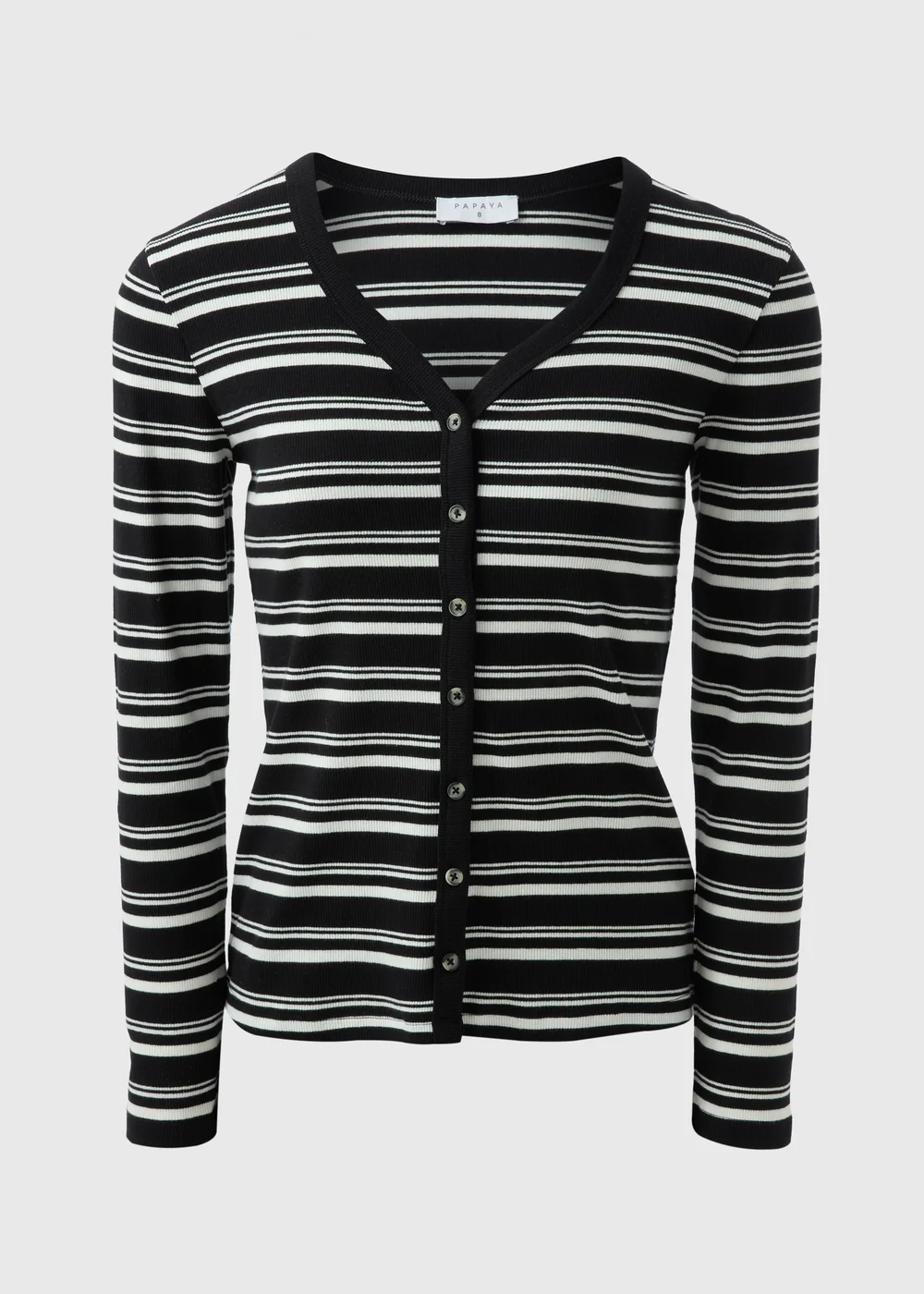 Black Long Sleeve Stripe Cardigan - 8 Image 4